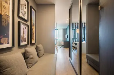 a living room with a couch and a table at 446 Galé Modern Apartment elevator,parking in Porto