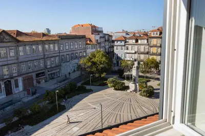 a view from a window of a city street at Box Market Square Apartment in Porto