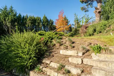 a set of stone steps in a garden with plants at Host Wise - Modern Stuning Flat w Prime Location in Porto