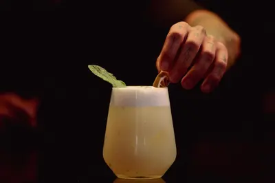 a hand reaching into a drink with a drink at The Central House Porto Ribeira in Porto