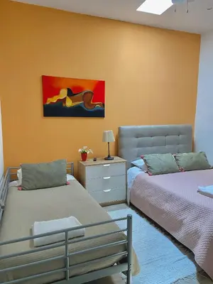 a bedroom with two beds and a painting on the wall at Douro sunset lounge in Porto