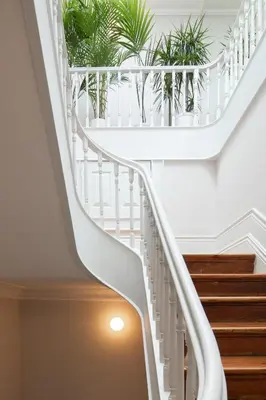 a white staircase with potted plants on it at Almadina Smart Luxury in Porto