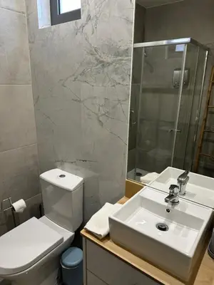 a bathroom with a white toilet and a sink at Ilhas Douro - Fontaínhas by PA Hotels in Porto
