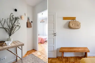 a living room and a room with a table at Trendy and Modern 3BR Family Home in Porto
